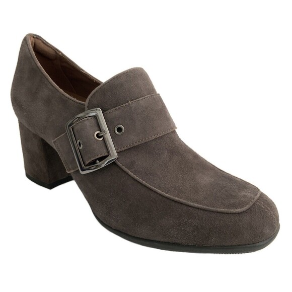 Earthies Suede Rhea Square-toe Block Heel Booties 10 - Picture 1 of 11